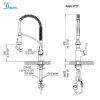 Dawn brand AB50 3777 kitchen faucet technical schematic with dimensional specifications and dual hot/cold water connection diagram