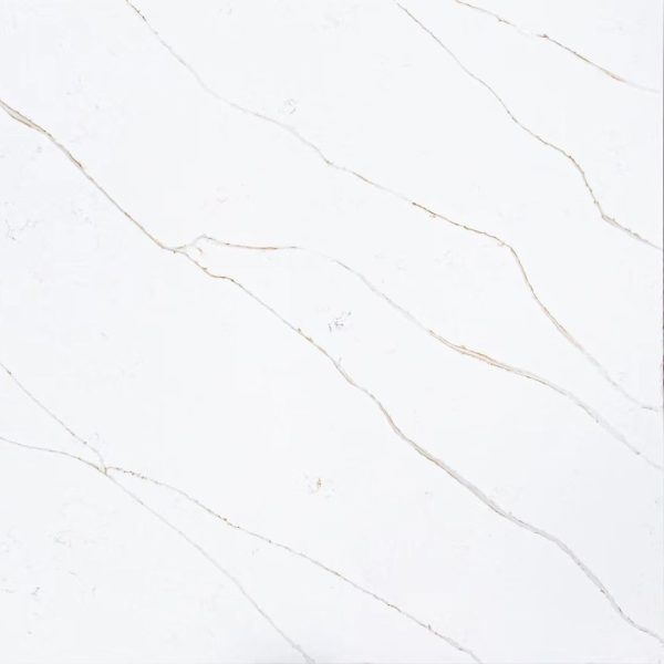White marble countertop surface with subtle beige and gold veining