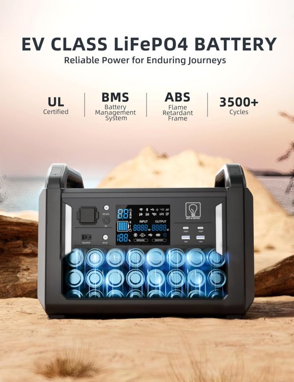 71z7U3DZLbL._AC_SL1500_ EV Class LiFePO4 battery power station with UL certification, BMS battery management system, ABS flame retardant frame, and 3500+ charge cycles for reliable journey power