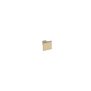 Square brass cabinet knob with protruding handle and brushed finish