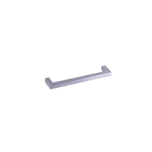 Gray rectangular cabinet pull handle with angular end caps