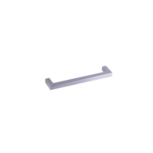 Gray rectangular cabinet pull handle with angular end caps