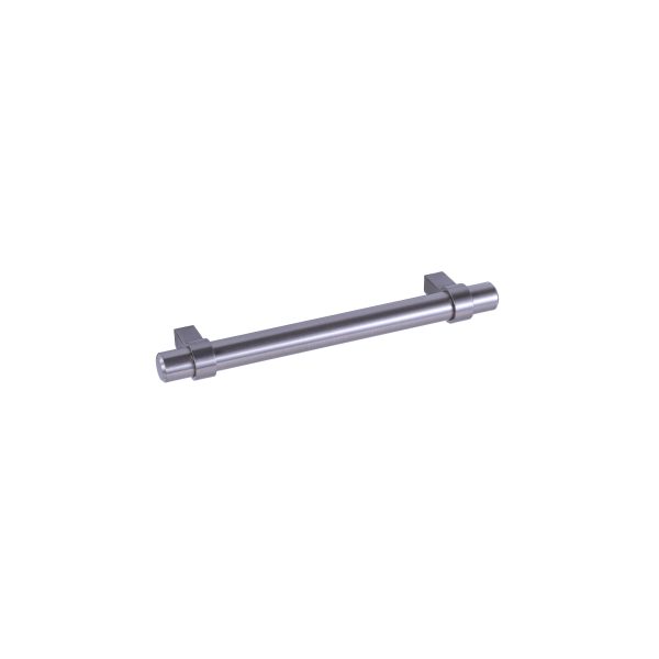 Polished stainless steel cylindrical bar handle with square mounting brackets