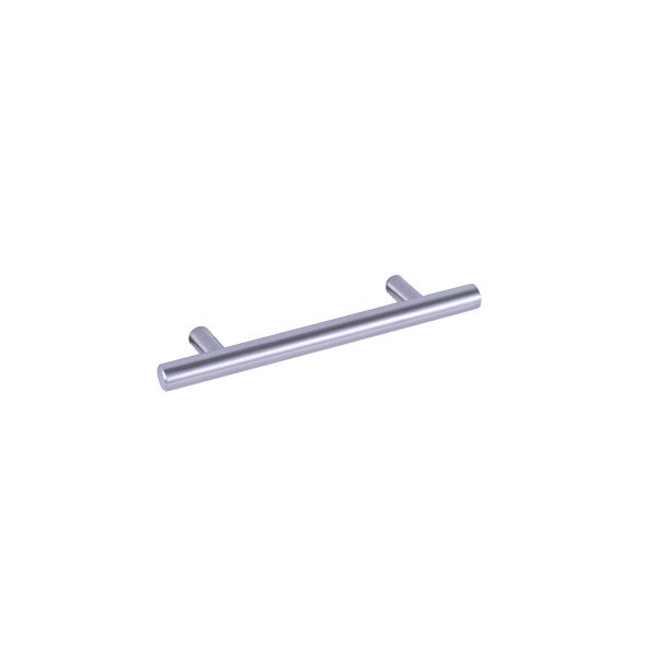 Brushed stainless steel bar handle with angled mounting posts on each end