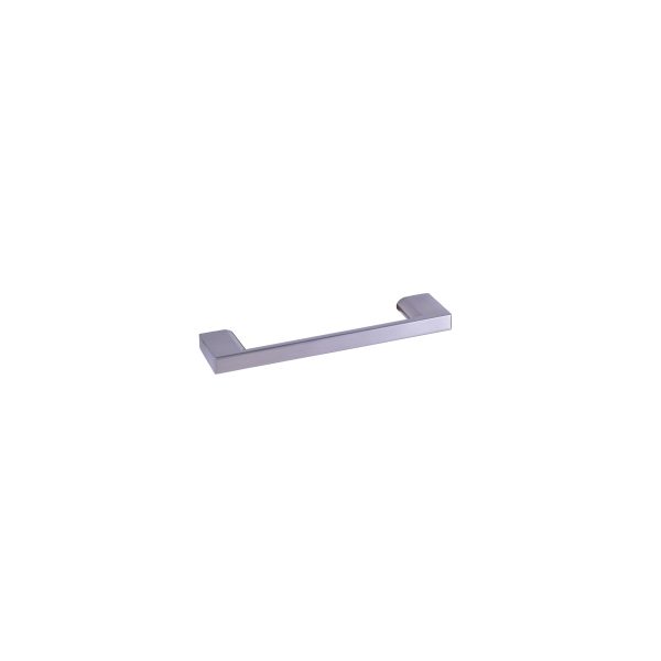 Contemporary gray aluminum bar handle with beveled end caps and clean lines