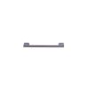 Sleek gray rectangular pull handle with small angled end pieces for cabinet doors