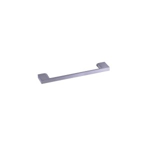 Modern gray aluminum cabinet handle with squared end caps and minimalist design