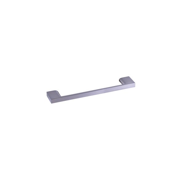 Modern gray aluminum cabinet handle with squared end caps and minimalist design