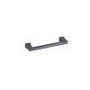 Dark purple curved cabinet pull with angled end caps and ergonomic grip bar