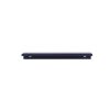 Black metal shelf support bracket with circular mounting holes