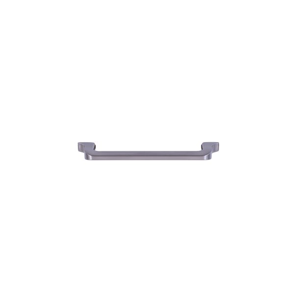Brushed stainless steel curved handle with mounting brackets on ends