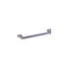 Curved gray metal cabinet pull with ergonomic design and mounting tabs