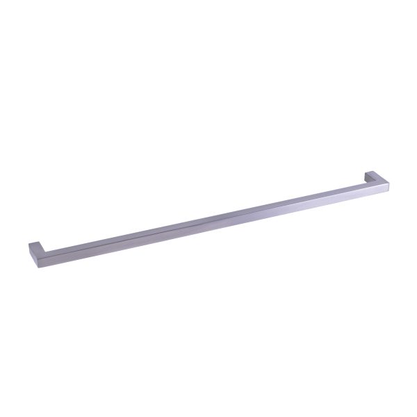 Contemporary gray aluminum towel bar with angular end brackets