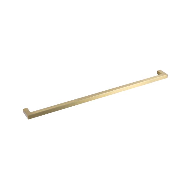 Brushed brass or gold modern straight towel bar with square end mounts