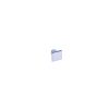 Small chrome cup-style cabinet pull with blue finish