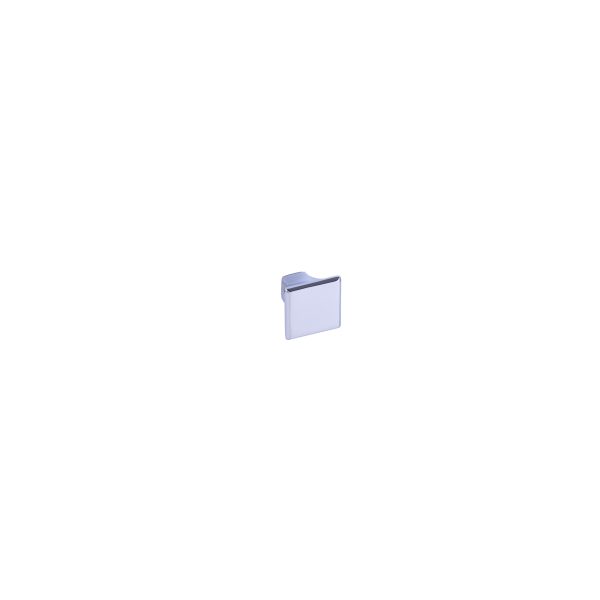 Small chrome cup-style cabinet pull with blue finish