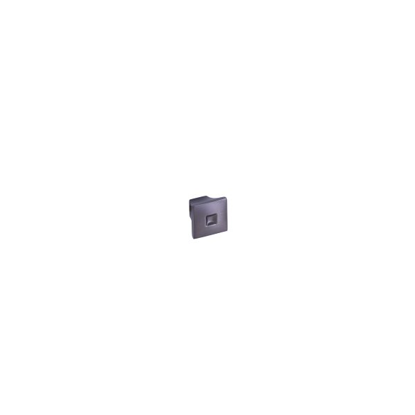 Dark gray square wall outlet cover with recessed square button detail