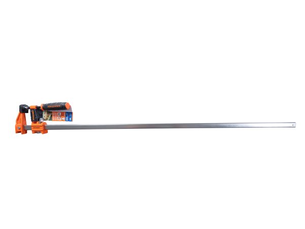 Jorgensen orange pipe clamp with long metal bar extended horizontally