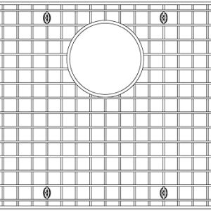 Stainless steel rectangular sink grid with fine mesh and central drain opening