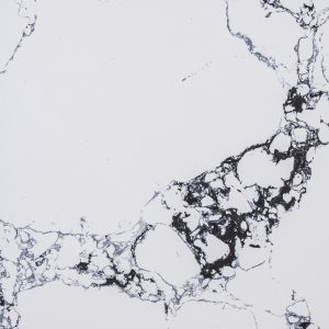 Close-up of white and black marble stone texture with organic veining pattern