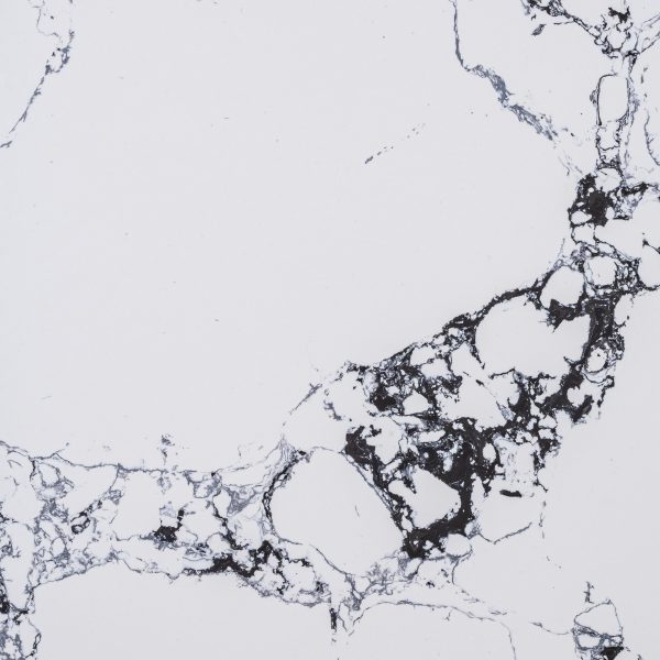Close-up of white and black marble stone texture with organic veining pattern