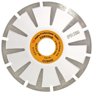Contour diamond saw blade with segmented teeth for cutting concrete and masonry, model CCB005