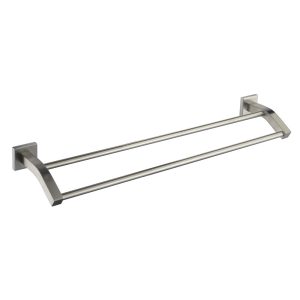 Stainless steel double towel bar with square mounting brackets