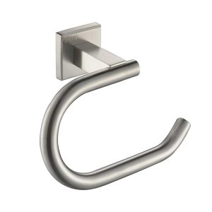 Stainless steel curved towel ring with square mounting bracket and number marking