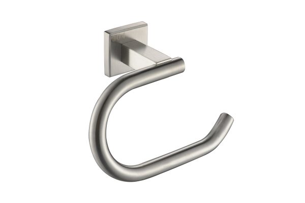 Stainless steel curved towel ring with square mounting bracket and number marking
