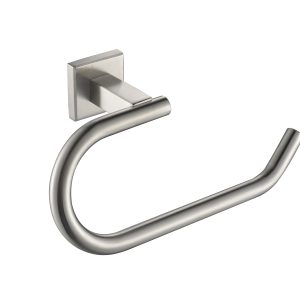 Stainless steel curved towel ring with square mounting bracket