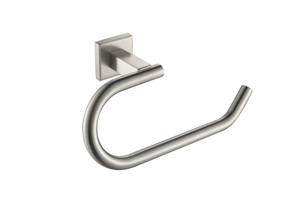 Stainless steel curved towel ring with square mounting bracket