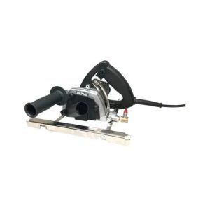 Black electric wall chaser tool for cutting grooves in concrete and brick