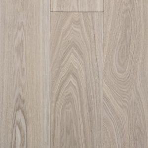 Light gray laminate flooring with wood grain texture and visible plank joints