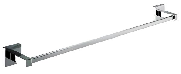 Modern chrome towel bar with square wall mounts on both ends