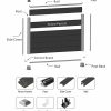 Composite fence system diagram showing labeled components including posts, rails, fence panels, side covers, caps, corner braces, and post bases