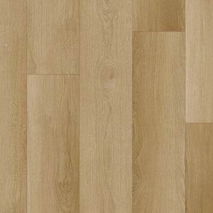Natural tan oak wood plank flooring in staggered plank pattern