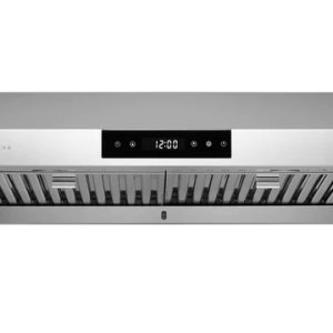 Stainless steel under-cabinet range hood with baffle filter design and digital control panel display