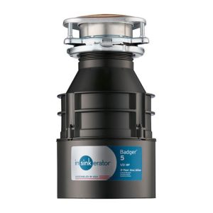 InSinkErator Badger 5 half horsepower garbage disposal with stainless steel collar and black housing