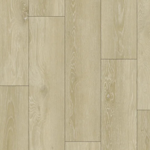 Light natural wood flooring with warm tan tones and prominent grain patterns in random plank widths