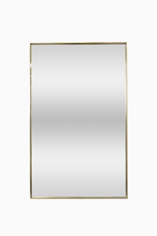 Brushed nickel framed vertical rectangular mirror with beveled edges