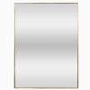 Tall vertical rectangular mirror with thin brushed gold frame
