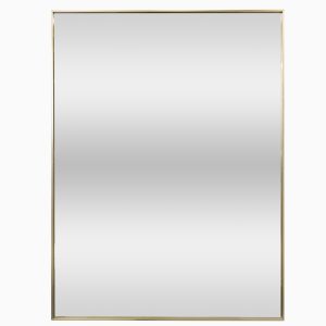 Tall vertical rectangular mirror with thin brushed gold frame