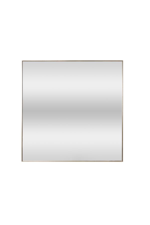 Brushed nickel framed square mirror with gradient reflective surface