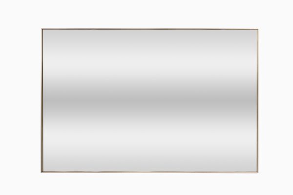Brushed nickel framed rectangular mirror in landscape layout