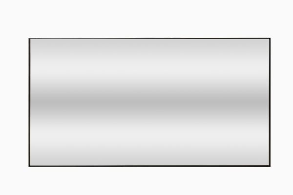 Horizontal rectangular mirror with gradient silver finish and black border frame