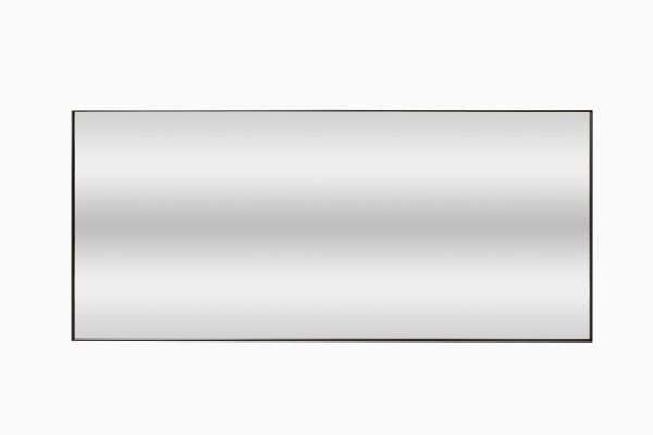 Horizontal rectangular mirror with gradient silver finish and dark border frame