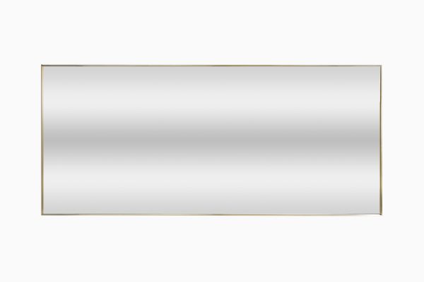 Rectangular mirror with horizontal orientation and brushed metal frame