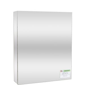 White surface-mounted medicine cabinet with solid door and stock item label