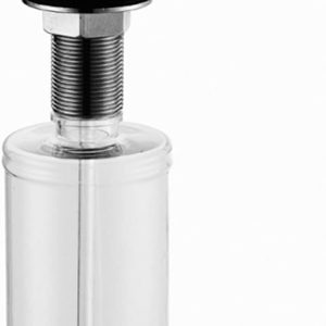 Chrome soap dispenser with stainless steel pump and clear plastic refillable bottle