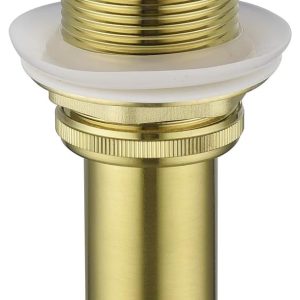 Brass pop-up bathroom sink drain plug with overflow mechanism and cap